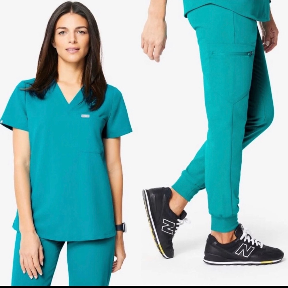 Figs Teal Zamora Joggers Pants XXS/P Catarina Scrub Top XXS